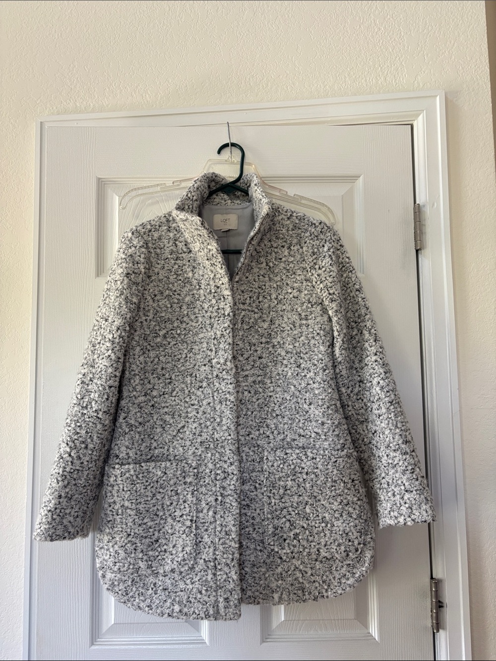LOFT Gray Bouclé Teddy Jacket